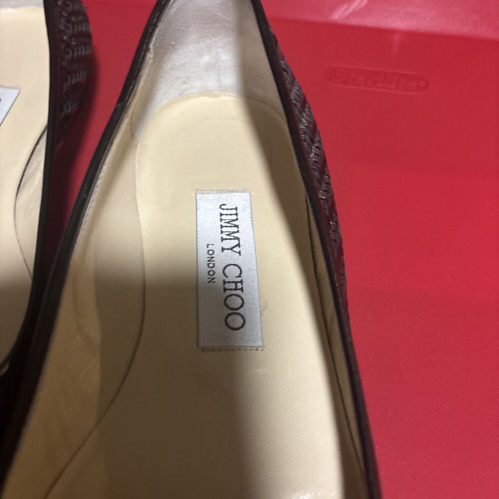 JIMMY CHOO Ballet Flats Point Toe Black Silver Size 36.5/6.5 - Picture 10 of 14